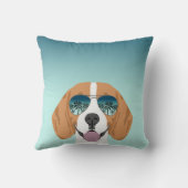 ビーグルのサングラス夏の犬の枕 クッション (裏面)