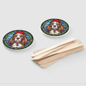 ビーグルのステンドグラスのクリスマス ハンドファン (組立なし)