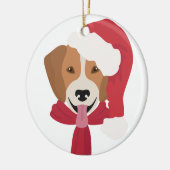 ビーグルのテリアのクリスマスオーナメント。スノー セラミックオーナメント (左)