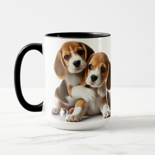 ビーグルの子犬たち！おカスタマイズ前のマグだ！ マグカップ (左)
