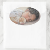 ビーグルの子犬と児童現実主義者のポートレート絵画ズ 楕円形シール (バッグ)