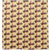 ビーグルの子犬と蝶の動物模様 シャワーカーテン (正面)