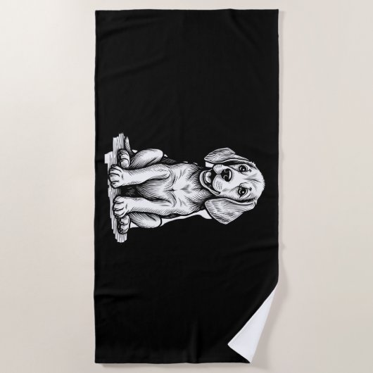 ビーグルの子犬の愛らしい、家族の動物愛好家タンクへ ビーチタオル (正面)