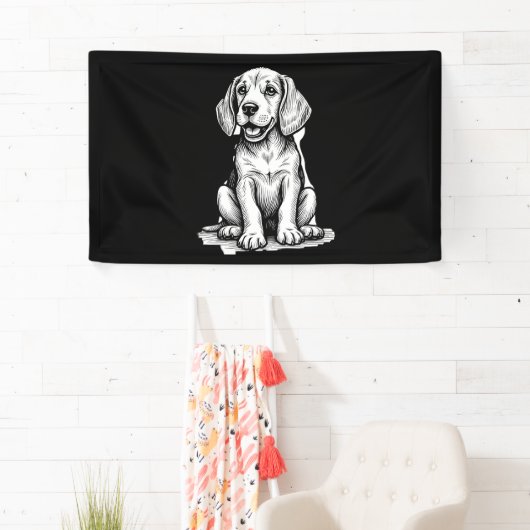 ビーグルの子犬の愛らしい、家族の動物愛好家タンクへ 横断幕 (インサイチュ)