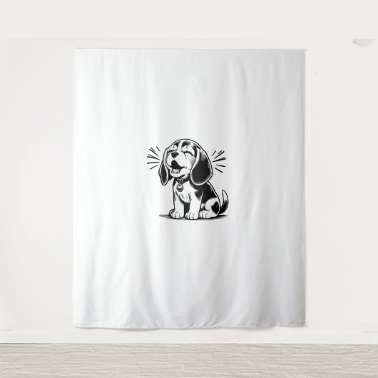 ビーグルの子犬の愛らしい、家族の動物愛好家 タペストリー (正面)