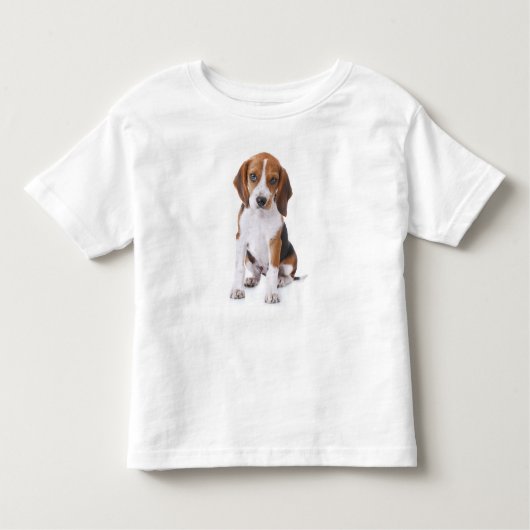 ビーグルの子犬よちよち歩きTシャツ トドラーTシャツ (正面)