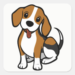 ビーグルの子犬漫画 – ラブビーグルズのステッカー スクエアシール