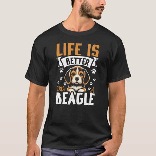 ビーグルの方が人生は好い Tシャツ (正面)