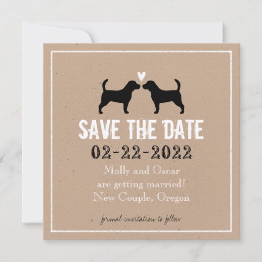 ビーグルの結婚式 Save the Date 招待状 (正面)