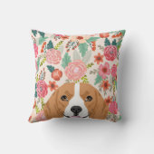 ビーグルの花のぞき犬かわいい犬の枕 クッション (裏面)