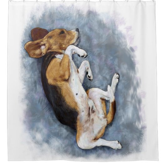 ビーグルはクリスマス好きの贈り物だ シャワーカーテン (正面)