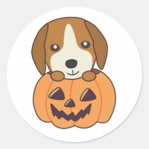 ビーグルインパンプキンスイートドッグスハッピーハローウィン ラウンドシール