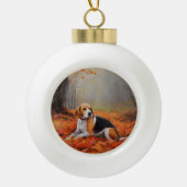 ビーグルイン紅葉秋 セラミックボールオーナメント (正面)