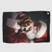ビーグルウィズサンタクロースフェスティバルクリスマス ゴルフタオル (横)