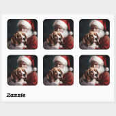 ビーグルウィズサンタクロースフェスティバルクリスマス スクエアシール (シート)