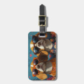 ビーグルウィズハートバラバレンタインデー ラゲッジタグ (正面縦)