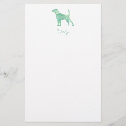 ビーグルウォーターカラーデザイン 便箋 (正面)