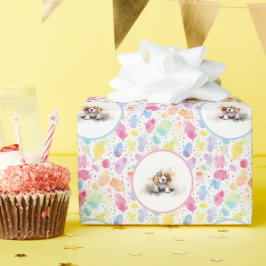 ビーグルウォーターカラー誕生日ラップ紙 ラッピングペーパー