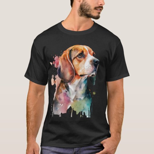 ビーグルウォーターカラーTシャツデザイン Tシャツ (正面)