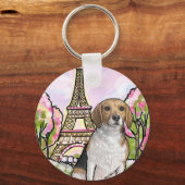 ビーグルエッフェルタワーパリ キーホルダー (正面)
