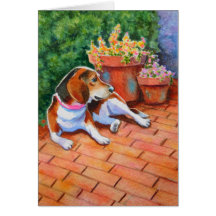 ビーグルオンブリックパティオ