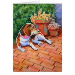 ビーグルオンブリックパティオ