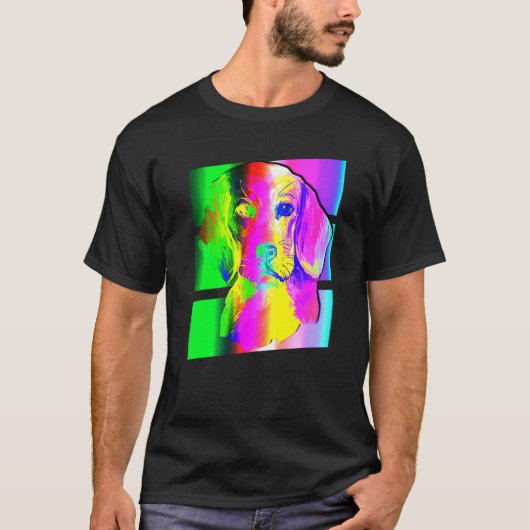 ビーグルカラフルアート動物 Tシャツ (正面)