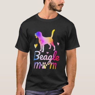 ビーグルカラフルーママ水彩犬ママ Tシャツ