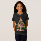 ビーグルクリスマスツリーライトおもしろい犬クリスマスギフト Tシャツ (正面フル)