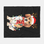 ビーグルクリスマスティートナディクリスマスライト フリースブランケット (正面(横))