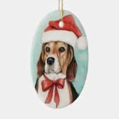 ビーグルクリスマスドッグアートオーナメント セラミックオーナメント (右)
