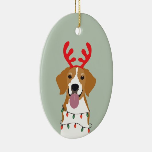 ビーグルクリスマスドッグメリーウーフマス セラミックオーナメント (右)