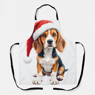 ビーグルクリスマスドッグ長袖Tシャツ エプロン