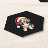 ビーグルクリスマスドッグ長袖Tシャツ ペーパーコースター (アングル)