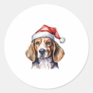 ビーグルクリスマスドッグ ラウンドシール