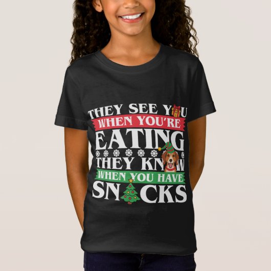 ビーグルクリスマスビーグル恋人 Tシャツ (正面)