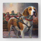 ビーグルクリスマスフェスティバルシーズン スクエア壁時計 (正面)