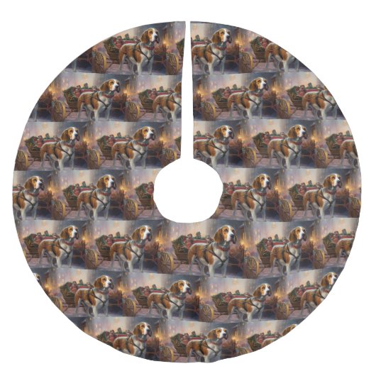 ビーグルクリスマスフェスティバルシーズン ブラッシュドポリエステルツリースカート (正面)