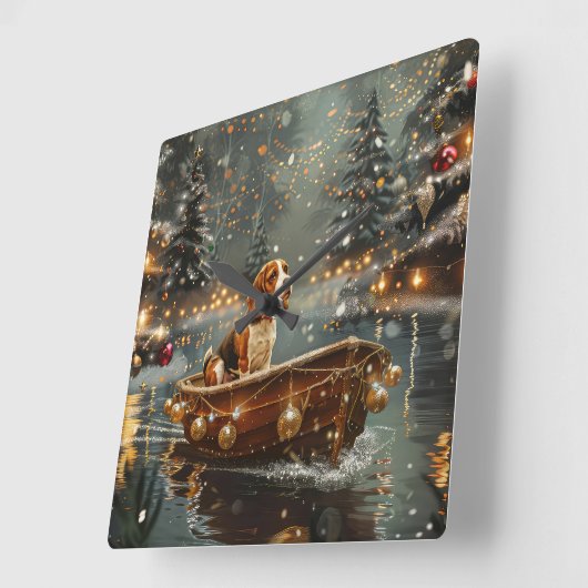 ビーグルクリスマスフェスティバル航海 スクエア壁時計 (傾斜)