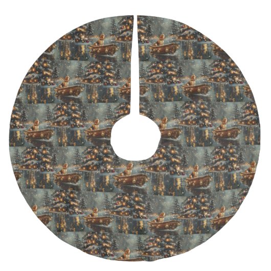 ビーグルクリスマスフェスティバル航海 ブラッシュドポリエステルツリースカート (正面)