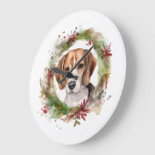 ビーグルクリスマスリースフェスティバルカップ ラージ壁時計 (傾斜)