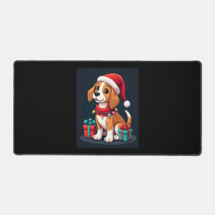 ビーグルクリスマス照明サンタビーグルドグクリスマスタ デスクマット