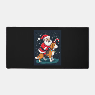 ビーグルクリスマス照明サンタライディングビーグルドッグクリス デスクマット