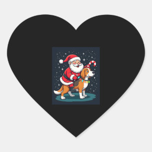 ビーグルクリスマス照明サンタライディングビーグルドッグクリス ハートシール