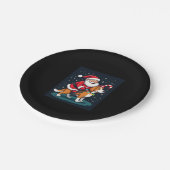 ビーグルクリスマス照明サンタライディングビーグルドッグクリス ペーパープレート (アングル)