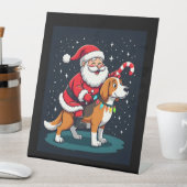 ビーグルクリスマス照明サンタライディングビーグルドッグクリス 台座サイン (インサイチュ)