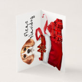 ビーグルクリスマス犬がサンタサックに入り、DIYの願いを込めて (内部)