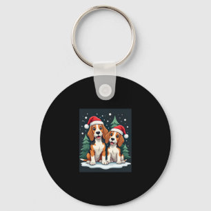 ビーグルクリスマス犬のオーナークリスマスホリデーパジャマロン キーホルダー