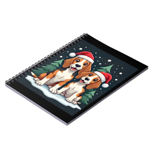 ビーグルクリスマス犬のオーナークリスマスホリデーパジャマロン ノートブック (左側)