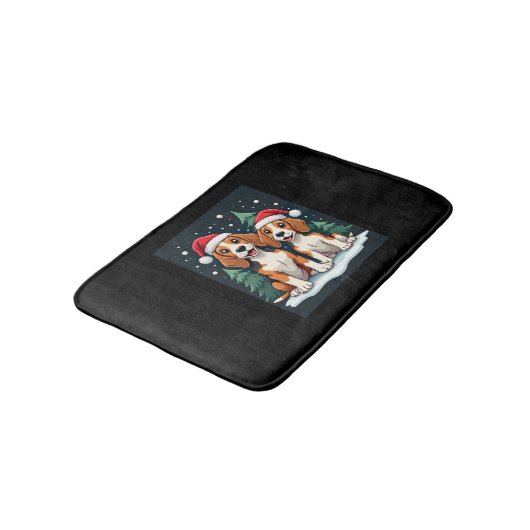 ビーグルクリスマス犬のオーナークリスマスホリデーパジャマロン バスマット (アングル)